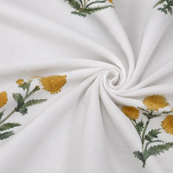 Rangrez_Hand_Block_Printed_Double_Bedsheet_100_Cotton_Sunny_Marigold_Yellow_Floral