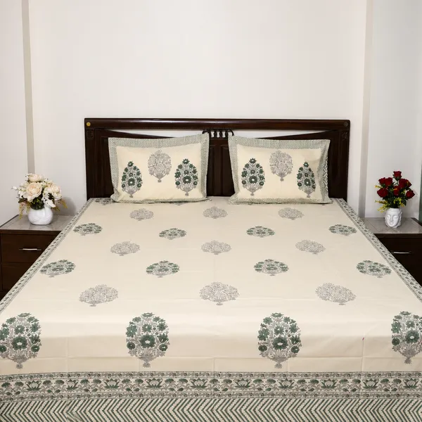 Bagh_E_Bahar_Hand_Block_Printed_Double_Bedsheet_100_Cotton_Mughal_Potted_Floral_Vase_Print