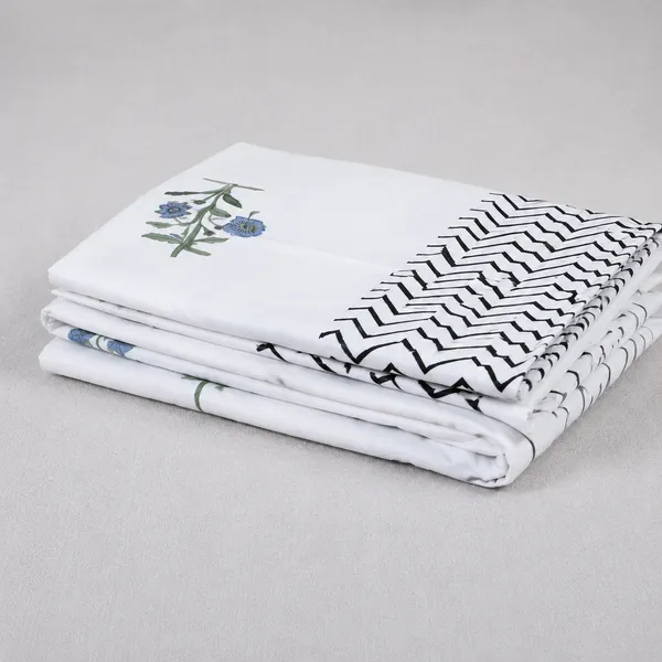 Madhavi_Hand_Block_Printed_Double_Bedsheet_100_Cotton_Wildflower_Meadow_Cypress_Coral_Blue_Mix