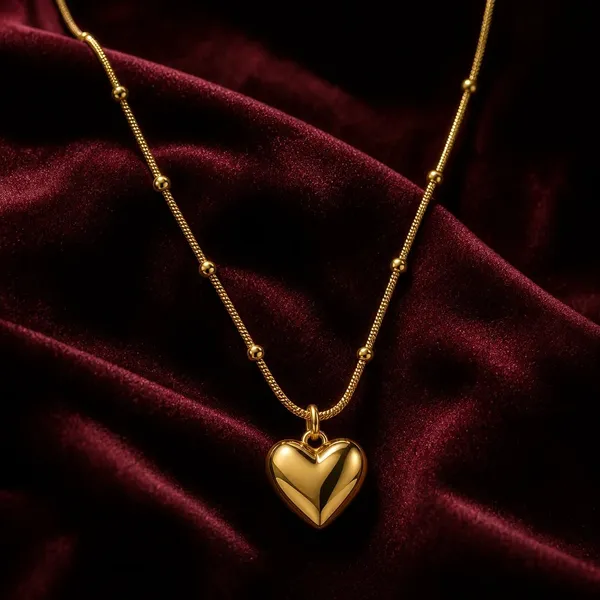 Gold_Tone_Heart_Pendant_Necklace_For_Women