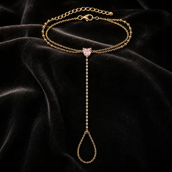 Gold_Tone_Heart_Stone_Hand_Chain_Bracelet_Ring