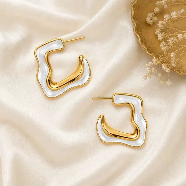Gold_Tone_White_Enamel_Geometric_Hoop_Earrings