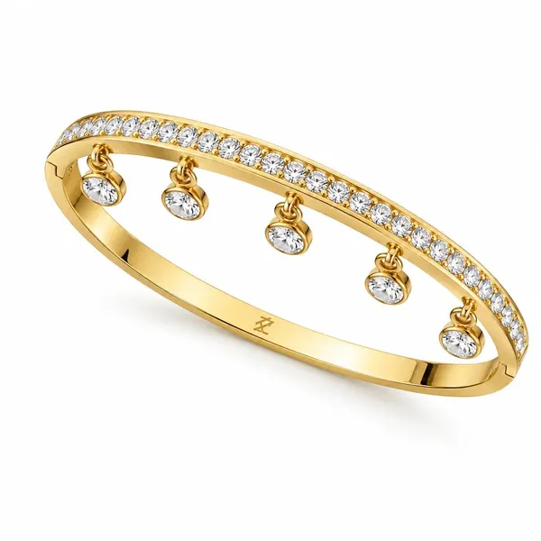 Gold-Tone_Rhinestone_Charm_Bracelet_For_Women