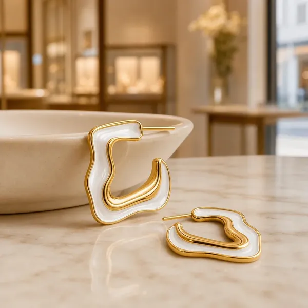 Gold_Tone_White_Enamel_Geometric_Hoop_Earrings