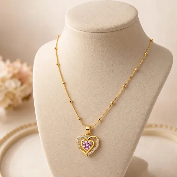 Gold-Tone_Heart_Pendant_Necklace_For_Women