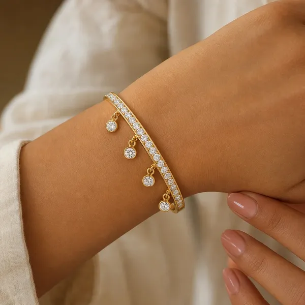 Gold-Tone_Rhinestone_Charm_Bracelet_For_Women