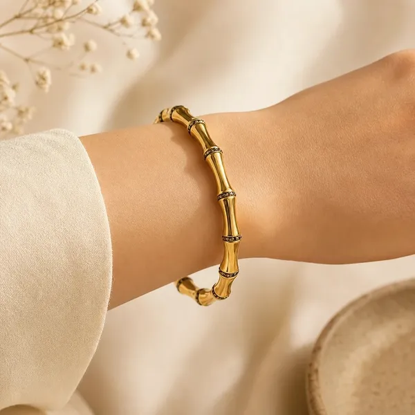Gold_Tone_Bamboo_Style_Bracelet_For_Women