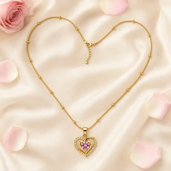 Gold-Tone_Heart_Pendant_Necklace_For_Women