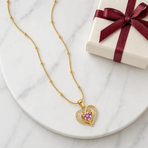 Gold-Tone_Heart_Pendant_Necklace_For_Women