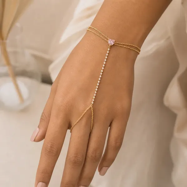 Gold_Tone_Heart_Stone_Hand_Chain_Bracelet_Ring