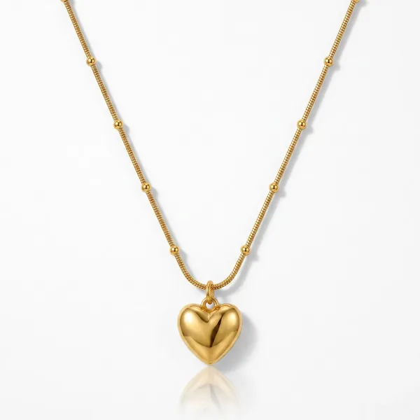 Gold_Tone_Heart_Pendant_Necklace_For_Women
