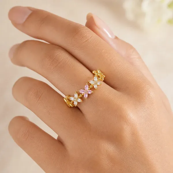 Gold_Tone_Floral_Stone_Ring_For_Women