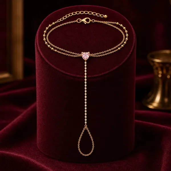 Gold_Tone_Heart_Stone_Hand_Chain_Bracelet_Ring