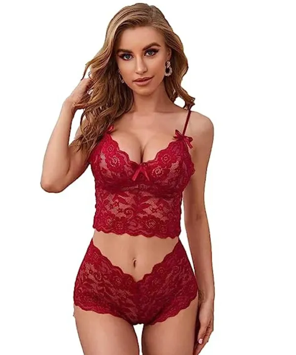 Red_Lace_Floral_Lingerie_Set_for_Women