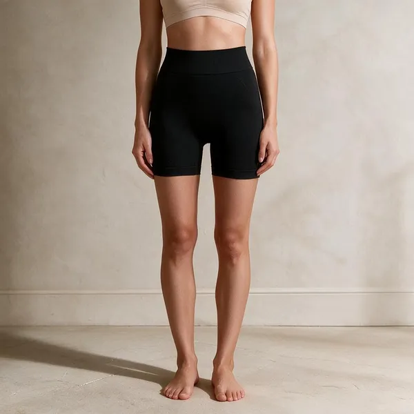 Black_Polyester_High-Rise_Shaping_Shorts_For_Women