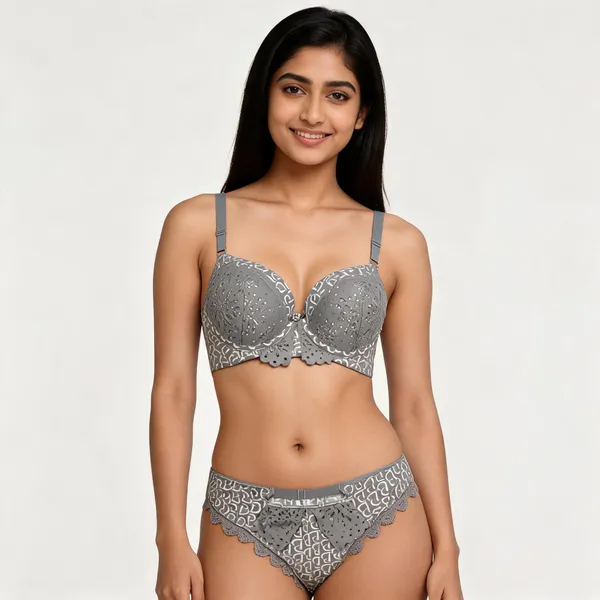 Grey_Lace_Printed_Lingerie_Set_For_Women