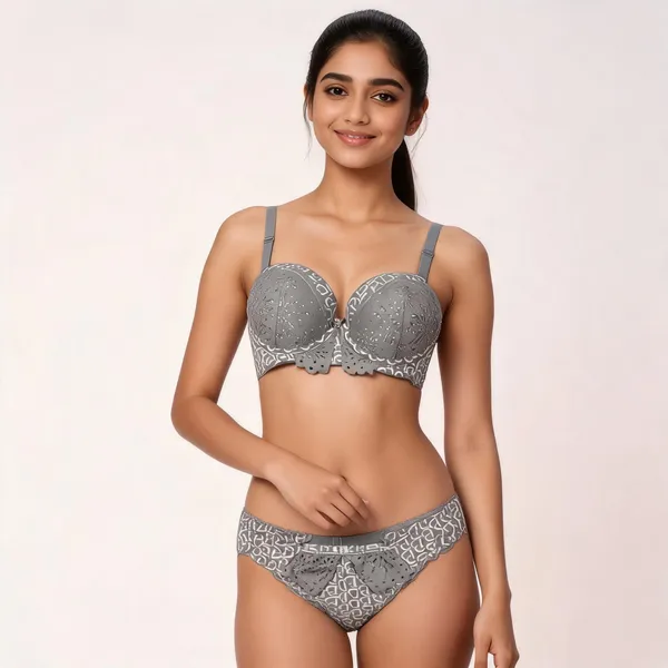 Grey_Lace_Printed_Lingerie_Set_For_Women