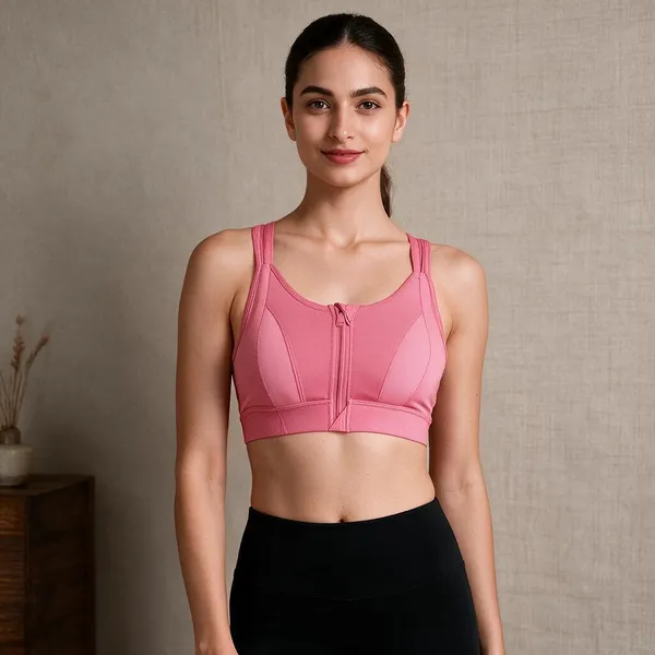Pink_Cotton_Racerback_Zip_Sport_Bra_For_Women