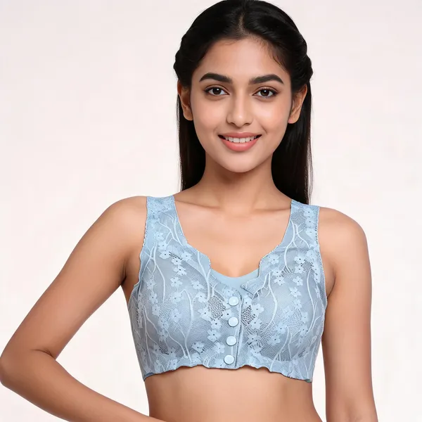 Blue_Polyester_Floral_Lace_Front_Button_Bra_For_Women