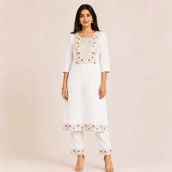 White_Cotton_Floral_Embroidered_Kurta_Set_For_Women