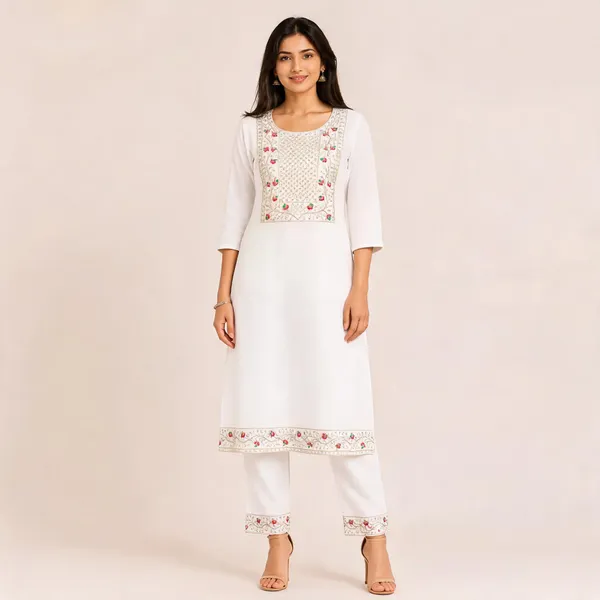 White_Cotton_Floral_Embroidered_Kurta_Set_For_Women