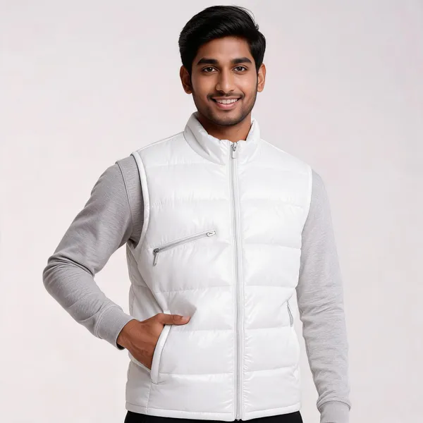 White_Polyester_Quilted_Sleeveless_Jacket_For_Men