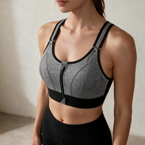 Grey_Cotton_Front_Zip_Sports_Bra_For_Women