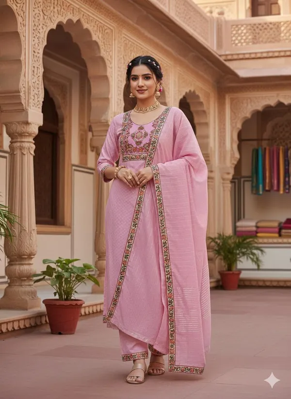 Pink_Embroidered_Straight_Suit_Set_For_Women