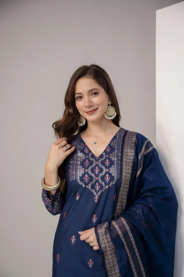Navy_Blue_Cotton_Straight_Printed_Kurta_Set_For_Women
