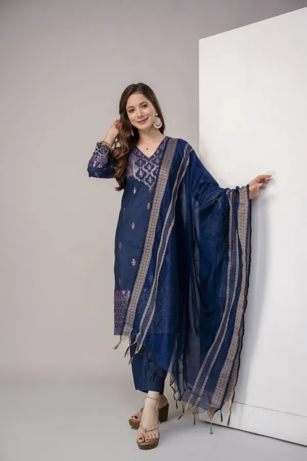 Navy_Blue_Cotton_Straight_Printed_Kurta_Set_For_Women