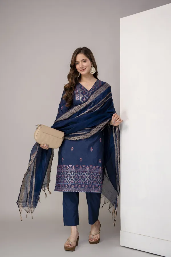Navy_Blue_Cotton_Straight_Printed_Kurta_Set_For_Women
