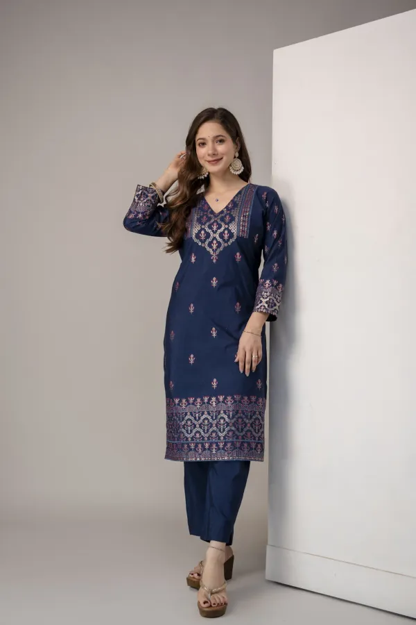 Navy_Blue_Cotton_Straight_Printed_Kurta_Set_For_Women