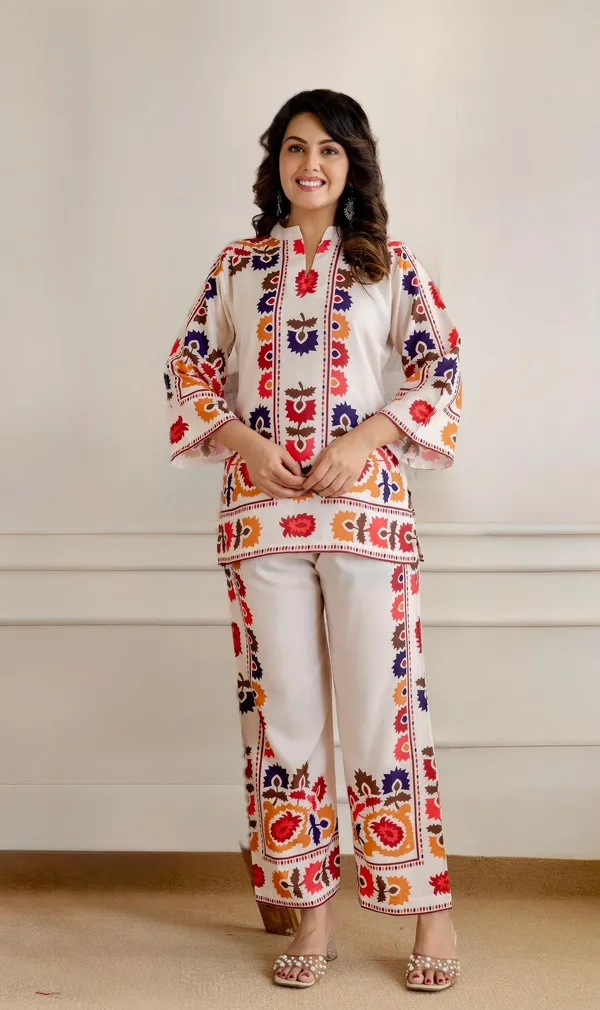 CREAM_Cotton_Printed_Cordset_For_Women