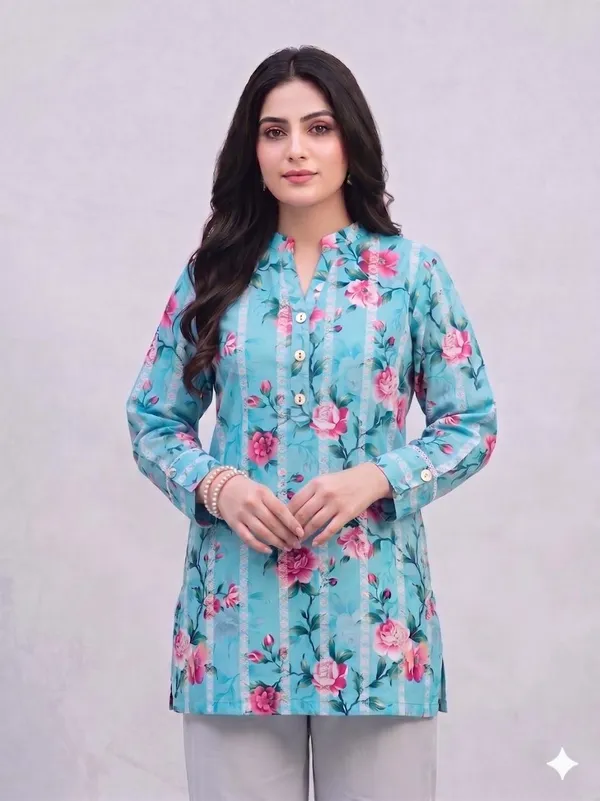 Women's_Printed_Kurta_Set_–_Turquoise_Blue_&_Pink