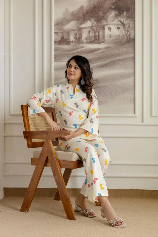 Women's_Printed_Kurta_Set_–_Cream_&_Mustard_Yellow