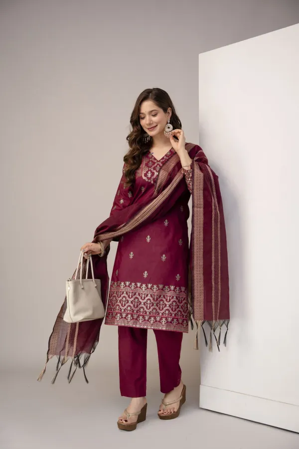 Maroon_Cotton_Straight_Printed_Kurta_Set_For_Women