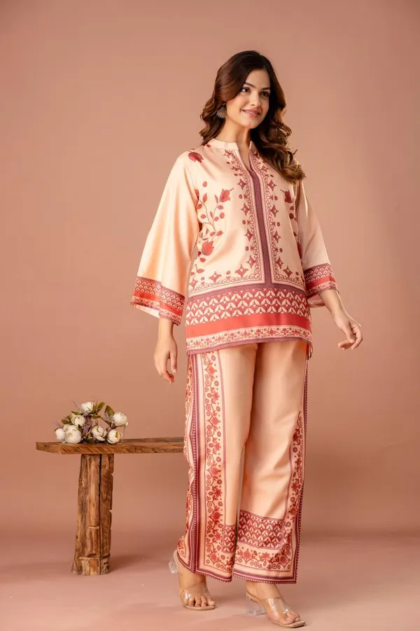 Peach_Printed_Kurta_Pant_Set_for_Women