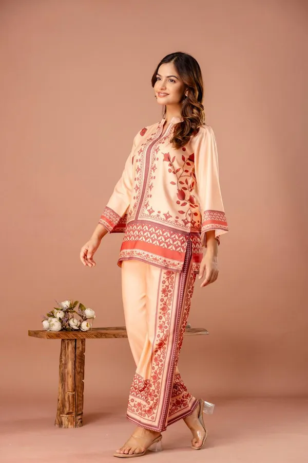 Peach_Printed_Kurta_Pant_Set_for_Women