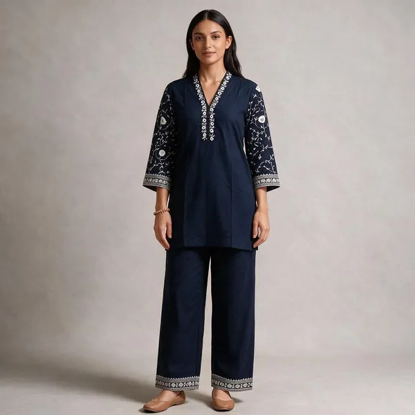 Navy_Cotton_Straight_Printed_Kurta_Set_For_Women