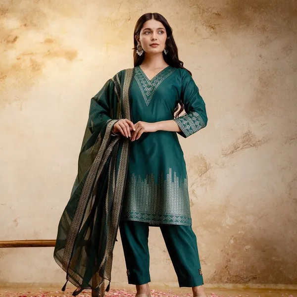 Teal_Cotton_Straight_Printed_Kurta_Set_For_Women