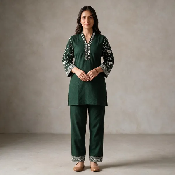 Green_Cotton_Straight_Printed_Kurta_Set_For_Women
