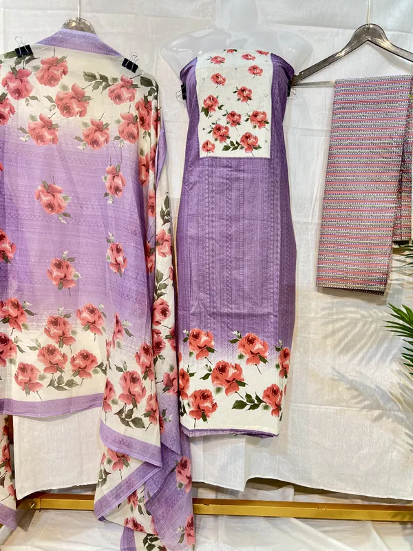 Purple_Floral_Print_Three_Piece_Suit_Set_For_Women