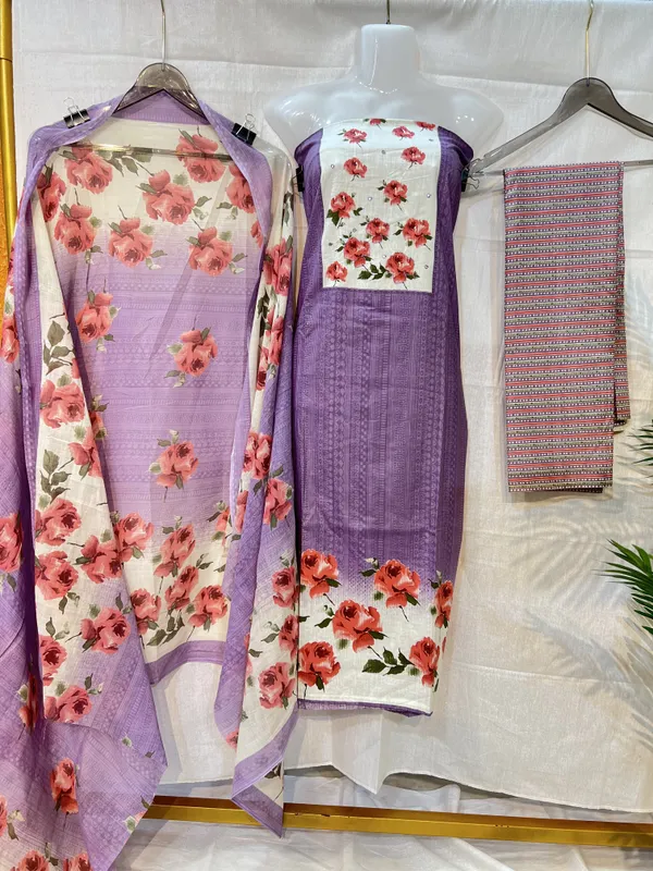 Purple_Floral_Print_Three_Piece_Suit_Set_For_Women