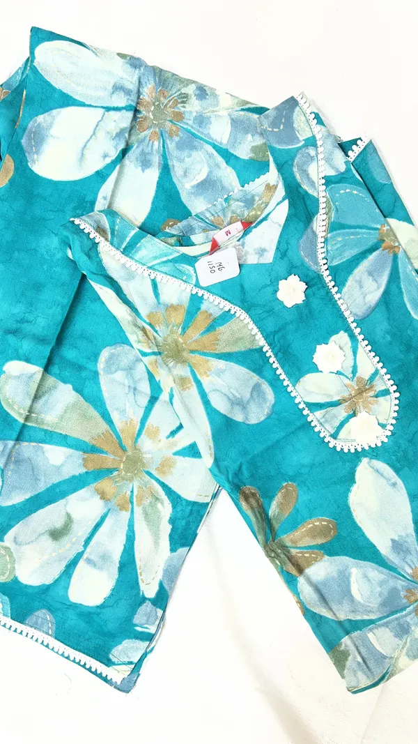 Turquoise_Floral_Straight_Kurta_Set_for_Women