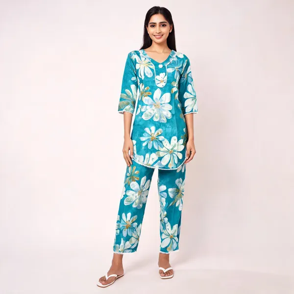 Turquoise_Rayon_Co_Ord_Set_For_Women