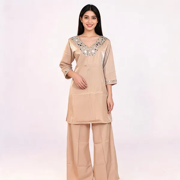 Beige_Georgette_Co_Ord_Set_For_Women