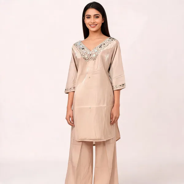 Beige_Georgette_Co_Ord_Set_For_Women