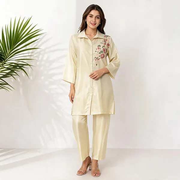 Cream_Georgette_Co_Ord_Set_For_Women