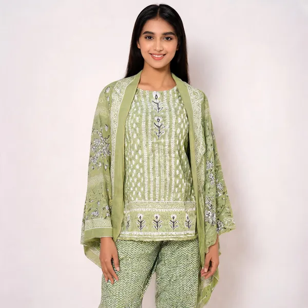 Green_Cotton_Unstitched_Suit_With_Dupatta_For_Women