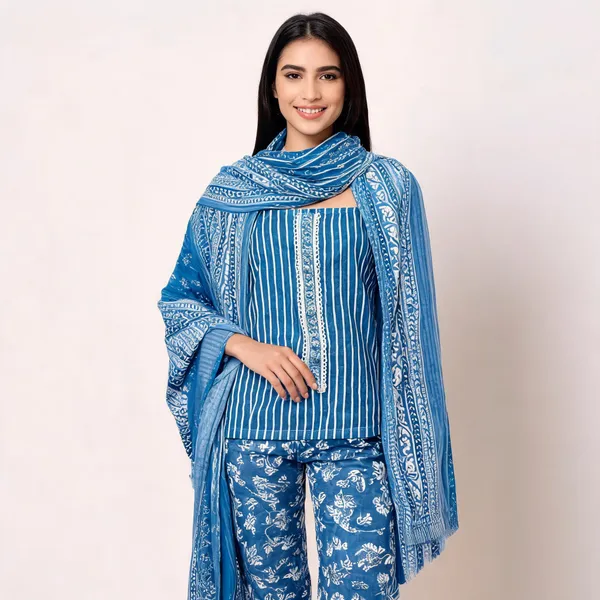 Blue_Cotton_Unstitched_Suit_With_Dupatta_For_Women